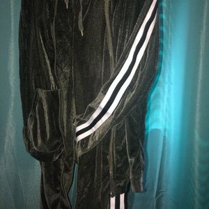 Green track pants with jacket